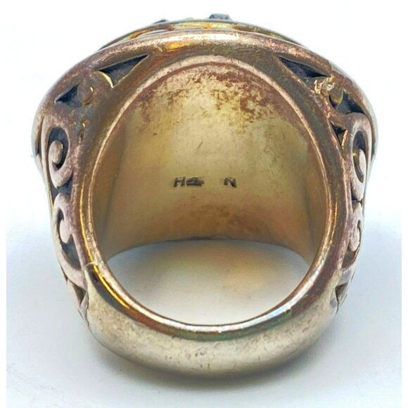 Vintage Druzy Stone Silver Ring Size 8 Opalescent Iridescent Crystals MARKED - Picture 6 of 10